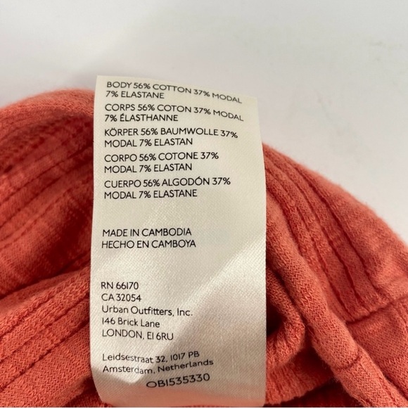 Anthropologie Pilcro Coral Ribbed Halter Ruched Crop Top - Picture 4 of 6